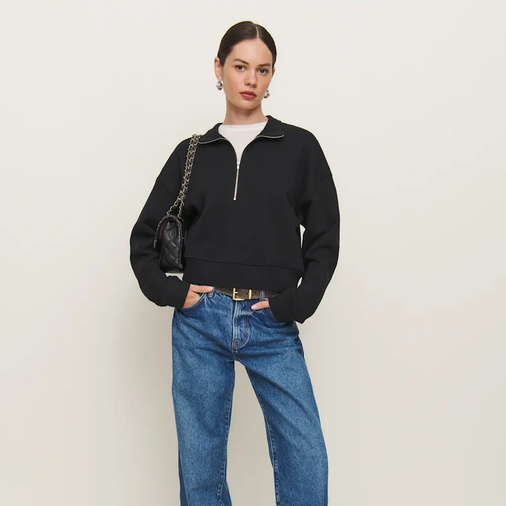Reformation Marla Zip Sweatshirt | Size L | Black | Gently Used
